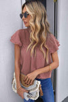 Polka Dot Smocked Flutter Sleeve Blouse Blouses - Tophatter Daily Deals