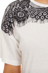 Lace Detail Round Neck Short Sleeve T-Shirt Women's T-Shirts - Tophatter Daily Deals