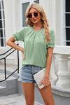 Round Neck Flounce Sleeve T-Shirt Women's T-Shirts - Tophatter Daily Deals