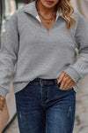 Plus Size Quarter Zip Long Sleeve T-Shirt Women's T-Shirts - Tophatter Daily Deals