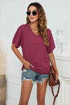 V-Neck Side Ruched Tee Women's T-Shirts - Tophatter Daily Deals