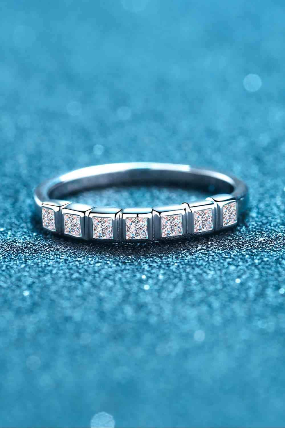 Moissanite Rhodium-Plated Half-Eternity Ring Moissanite - Tophatter Daily Deals