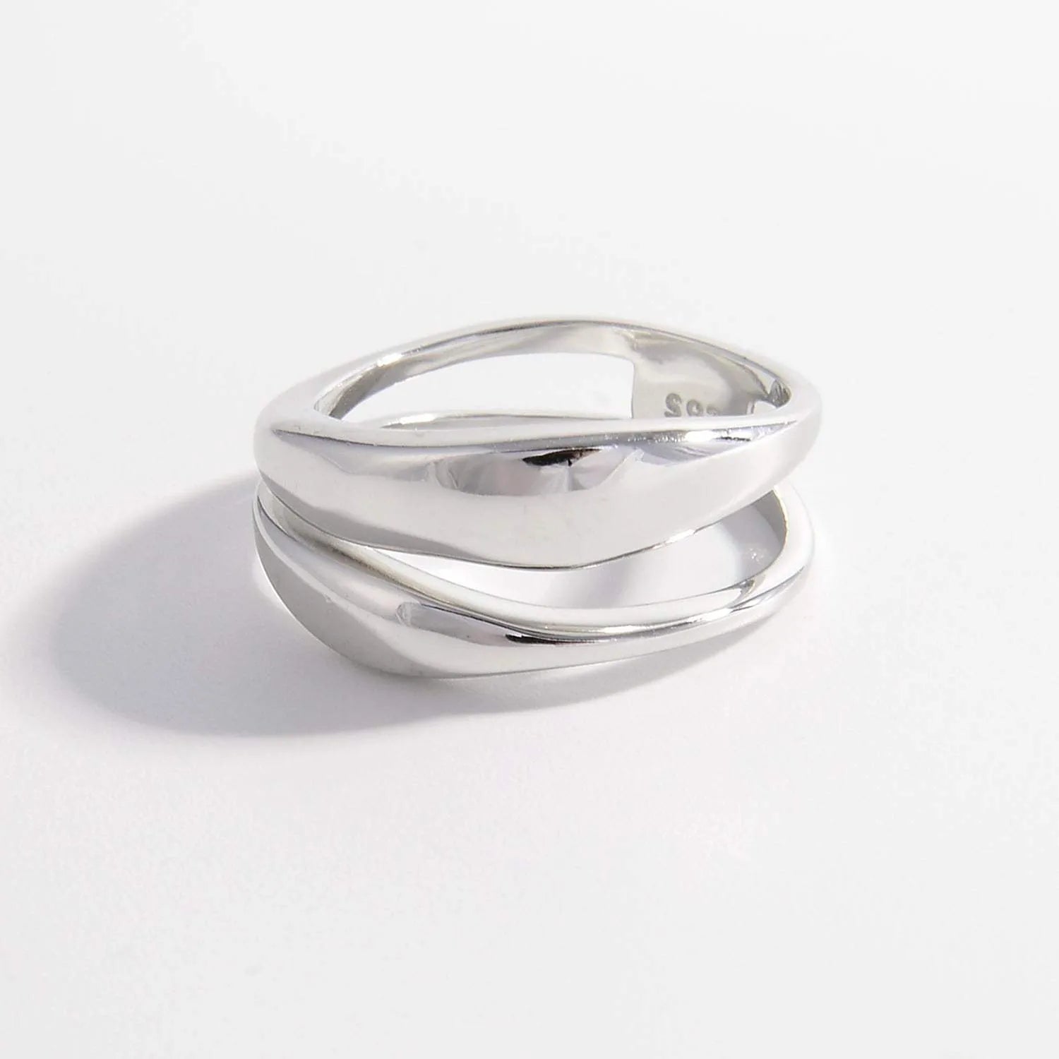 925 Sterling Silver Double-Layered Ring Rings - Tophatter Daily Deals