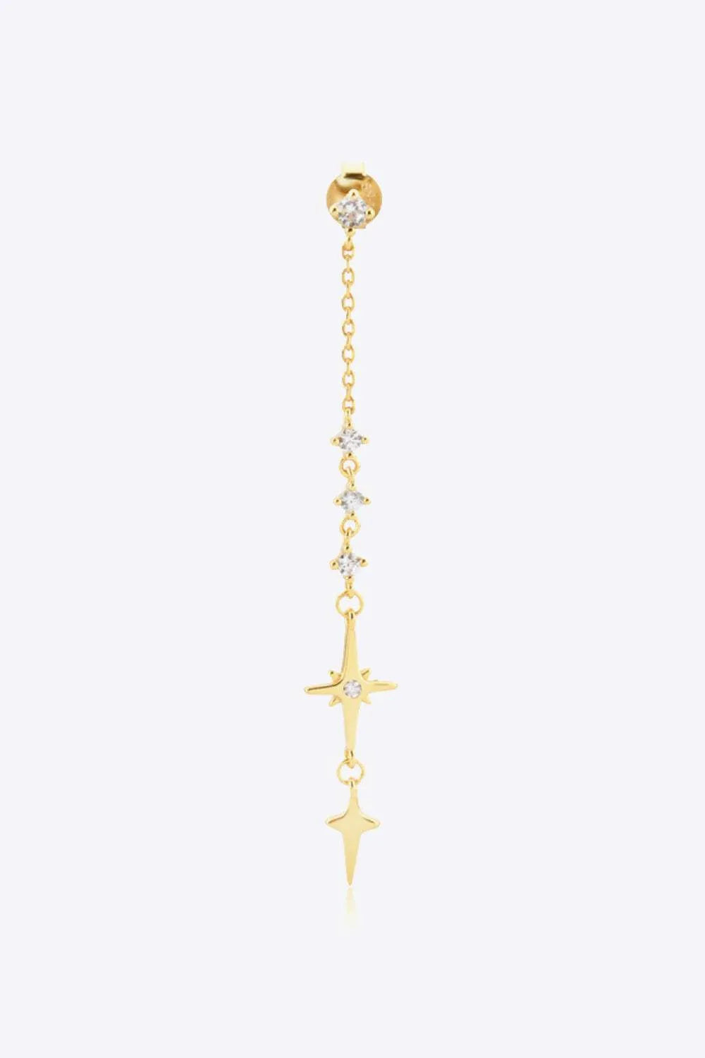 Inlaid Zircon 925 Sterling Silver Single Chain Earring Gold One Size Earrings - Tophatter Daily Deals