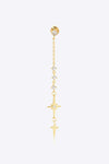 Inlaid Zircon 925 Sterling Silver Single Chain Earring Gold One Size Earrings - Tophatter Daily Deals