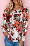 Floral Print Round Neck Long Sleeve Blouse Floral Blouses - Tophatter Daily Deals