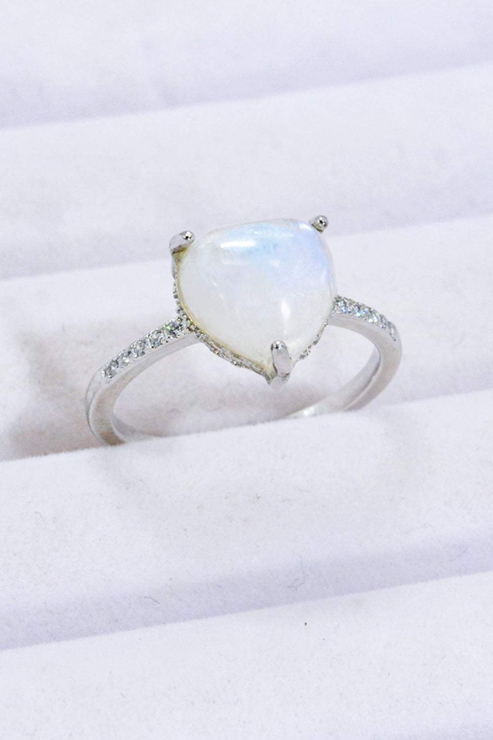 Heart-Shaped Natural Moonstone Ring Silver Moonstone - Tophatter Daily Deals