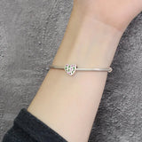One Piece 925 Sterling Silver Heart Bead Charm Bracelets - Tophatter Daily Deals