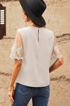 Half Sleeve Round Neck Blouse Blouses - Tophatter Daily Deals