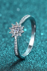 Moissanite Rhodium-Plated Snowflake Ring Moissanite - Tophatter Daily Deals