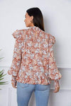 Floral Smocked Lantern Sleeve Ruffled Blouse Blouses - Tophatter Daily Deals