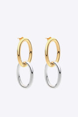 Two-Tone Double Hoop Earrings Gold Silver One Size Earrings - Tophatter Daily Deals