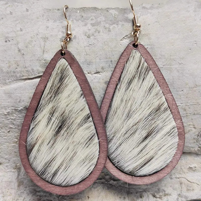 Teardrop Shape Wooden Dangle Earrings Style I One Size Earrings - Tophatter Daily Deals