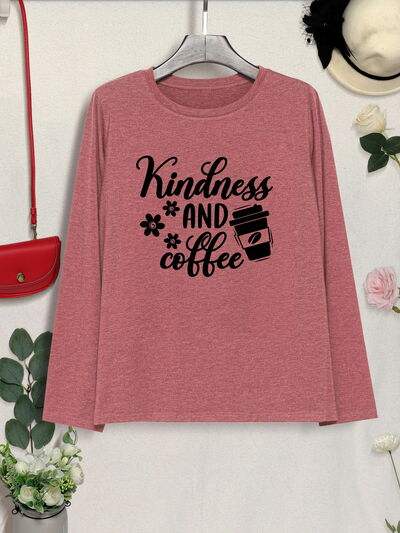 KINDNESS AND COFFEE Round Neck T-Shirt Women's T-Shirts - Tophatter Daily Deals