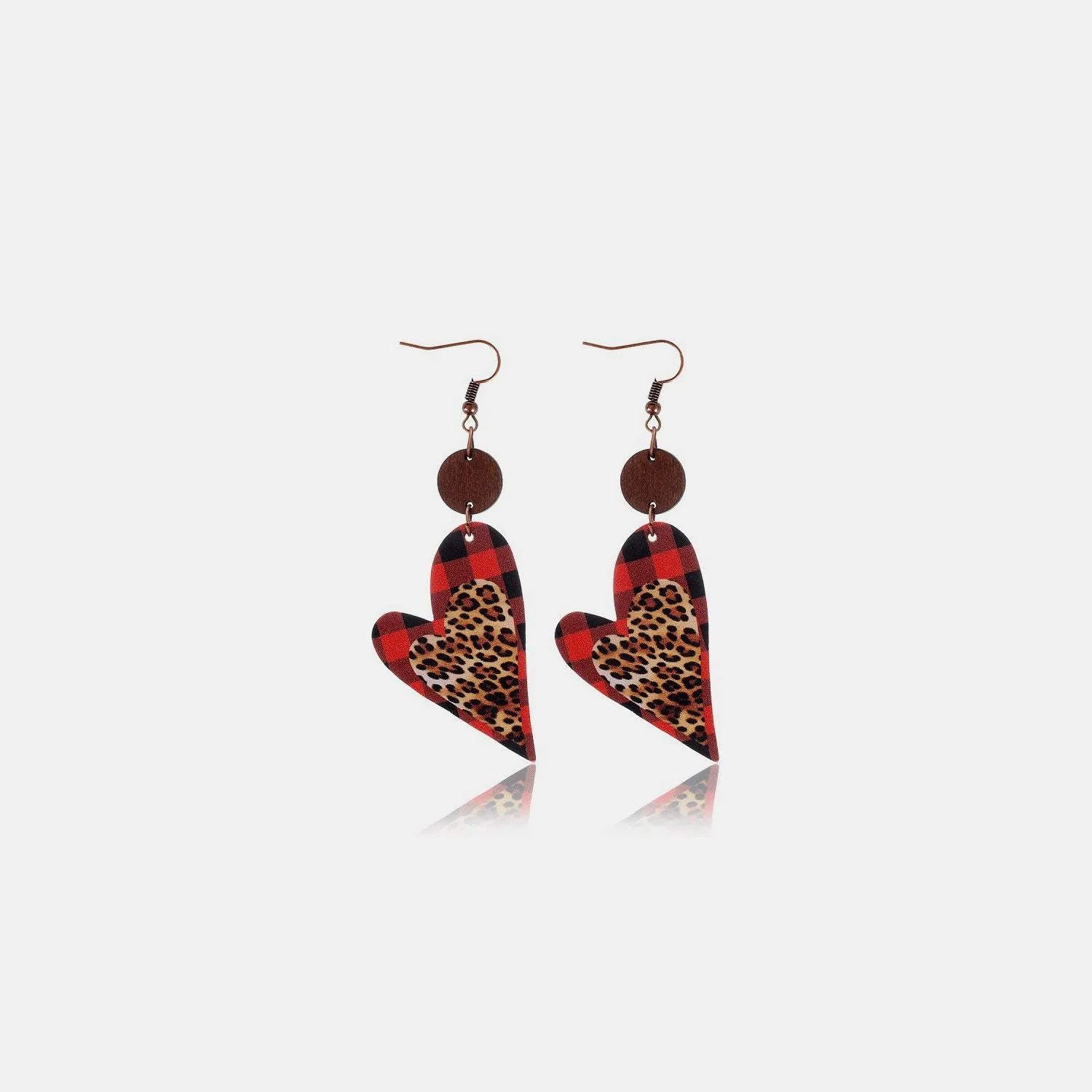 PU Leather Wood Heart Dangle Earrings Earrings - Tophatter Daily Deals