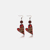 PU Leather Wood Heart Dangle Earrings Earrings - Tophatter Daily Deals