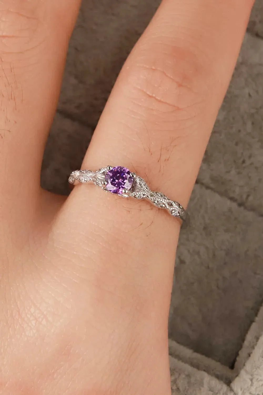 Inlaid Amethyst 4-Prong Ring Rings - Tophatter Daily Deals