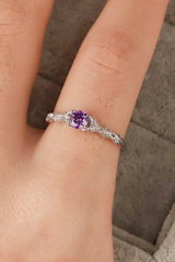 Inlaid Amethyst 4-Prong Ring Rings - Tophatter Daily Deals