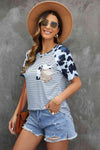 Mixed Print Sequin Pocket T-Shirt Women's T-Shirts - Tophatter Daily Deals