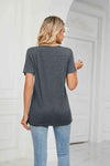 Decorative Button V-Neck T-Shirt Women's T-Shirts - Tophatter Daily Deals