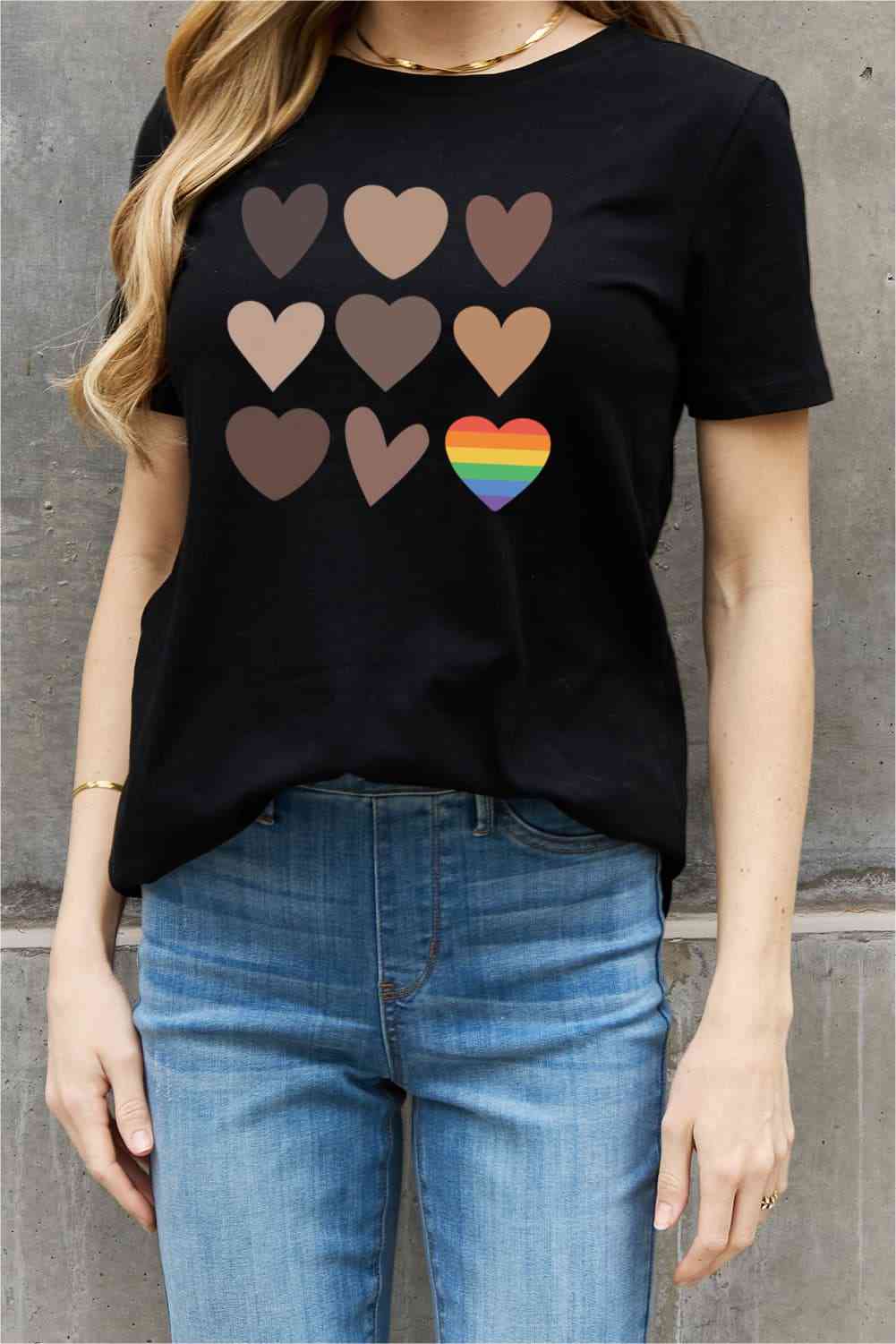 Simply Love Simply Love Full Size Heart Graphic Cotton Tee Women's T-Shirts - Tophatter Daily Deals