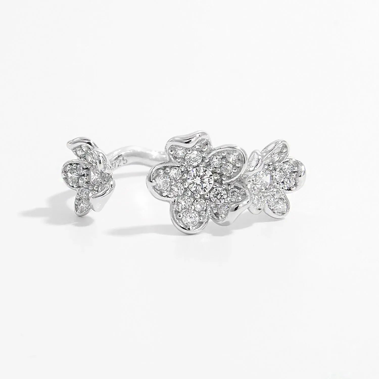 925 Sterling Silver Inlaid Zircon Open Ring Rings - Tophatter Daily Deals