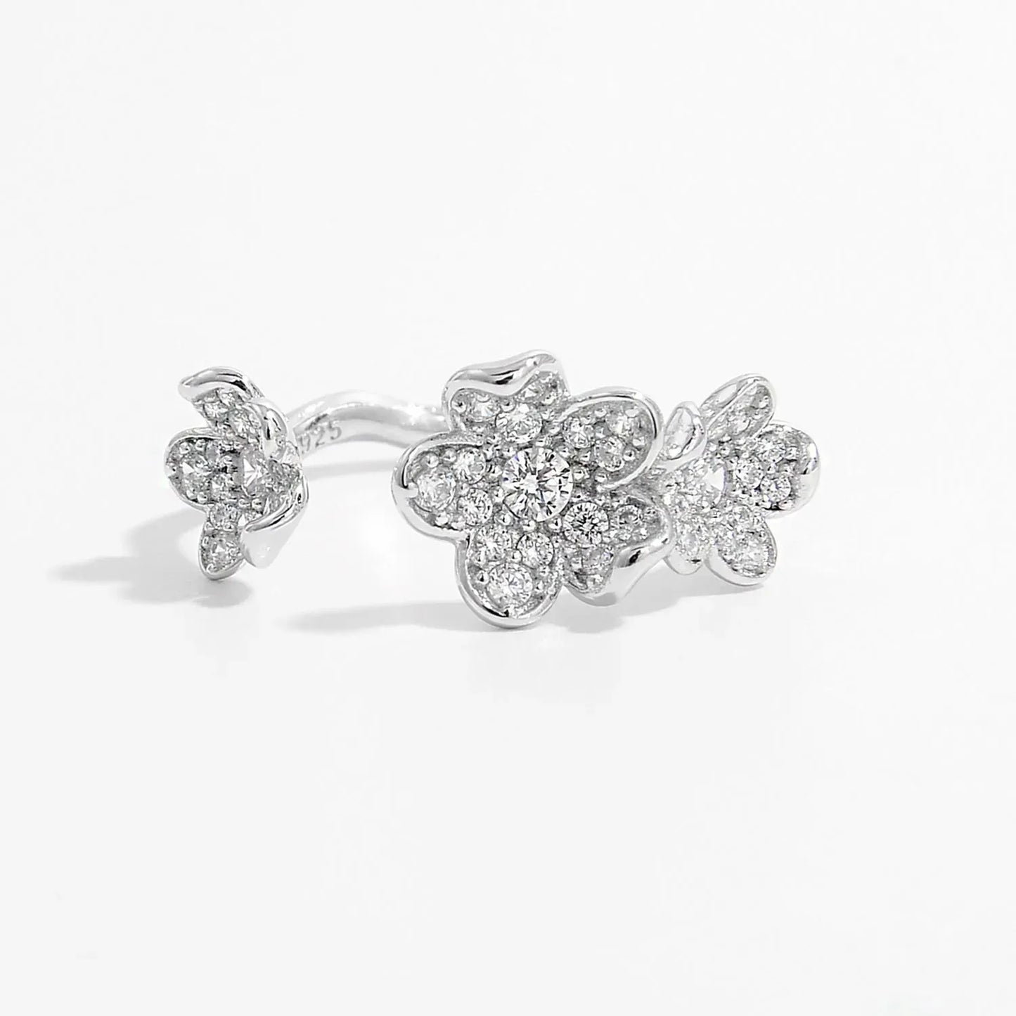 925 Sterling Silver Inlaid Zircon Open Ring Rings - Tophatter Daily Deals