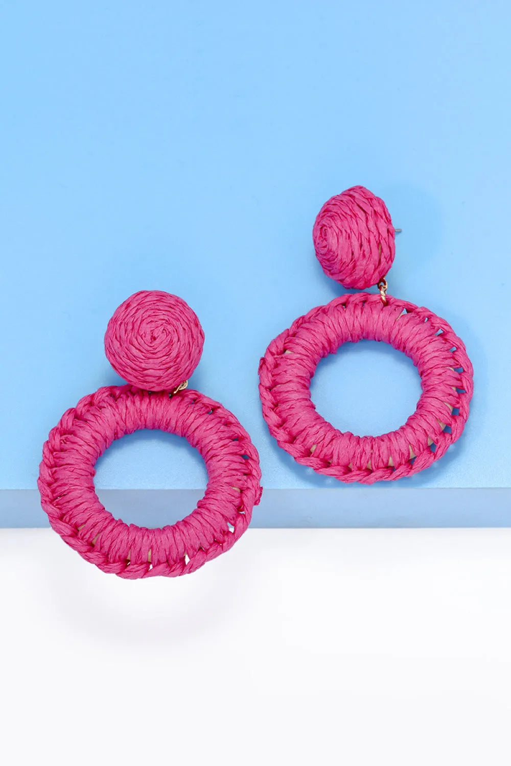 Round Shape Raffia Grass Dangle Earrings Earrings - Tophatter Daily Deals