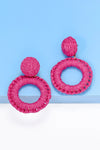 Round Shape Raffia Grass Dangle Earrings Earrings - Tophatter Daily Deals