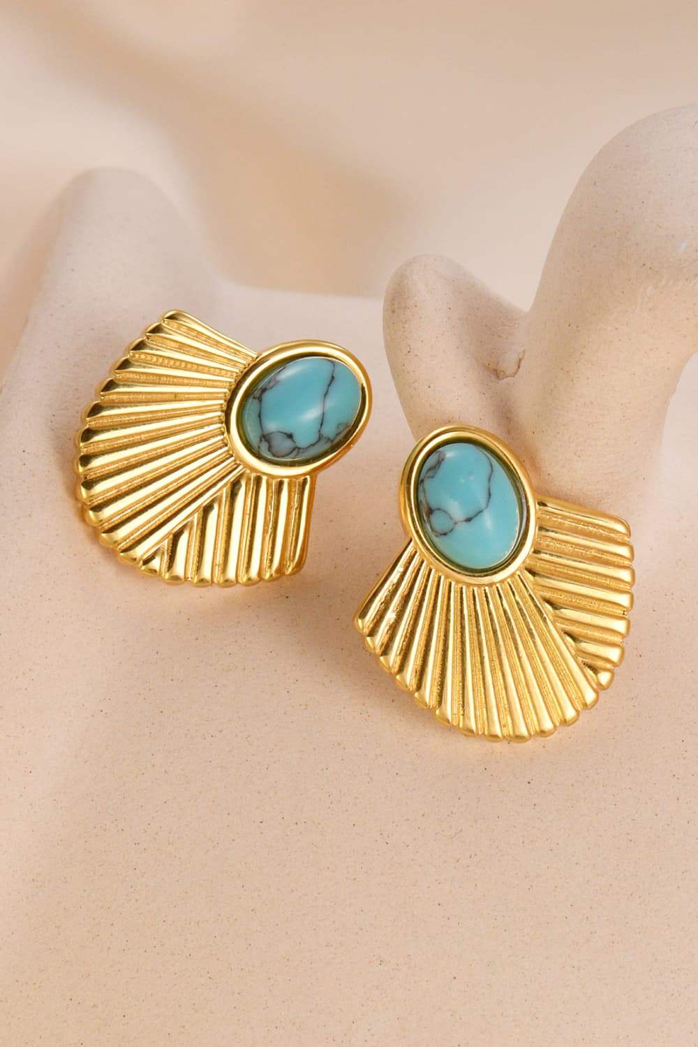 Turquoise 18K Gold Plated Stud Earrings Earrings - Tophatter Daily Deals