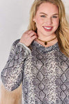 Hailey & Co Full Size Snakeskin V-Neck Long Sleeve Top Blouses - Tophatter Daily Deals