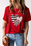 Heart Round Neck Short Sleeve T-Shirt Deep Red Women's T-Shirts - Tophatter Daily Deals