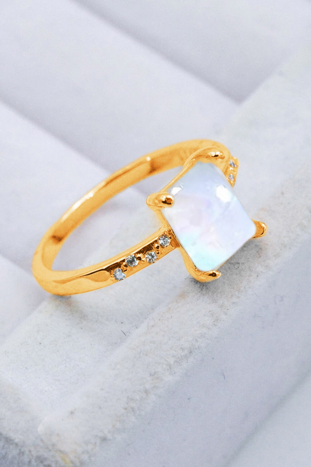 Square Moonstone Ring - Tophatter Deals