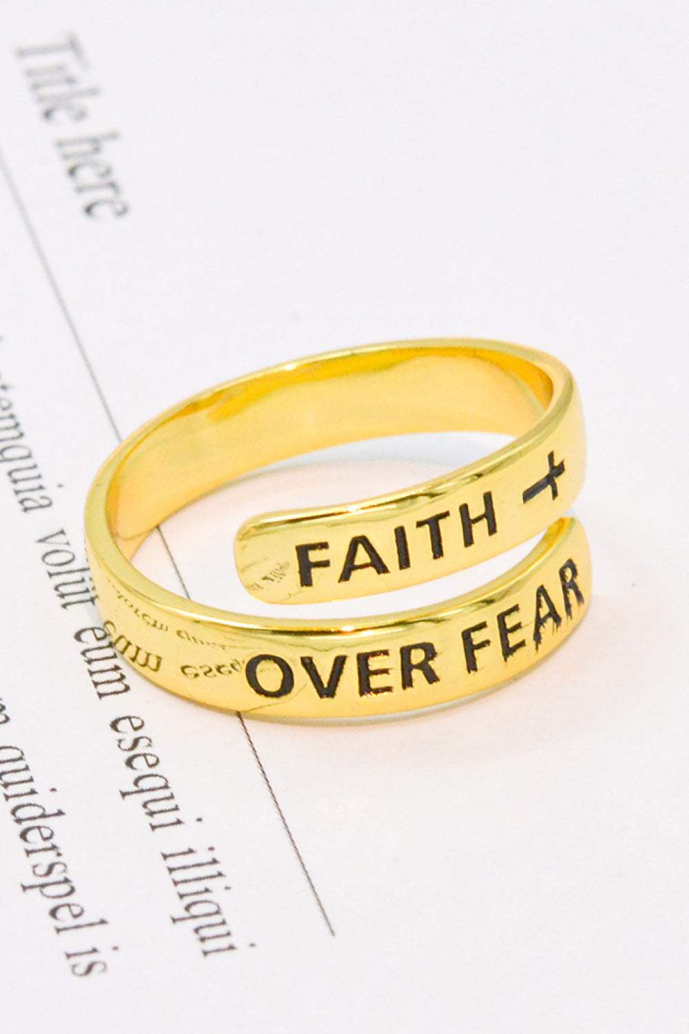 925 Sterling Silver FAITH OVER FEAR Bypass Ring Rings - Tophatter Daily Deals