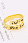 925 Sterling Silver FAITH OVER FEAR Bypass Ring Rings - Tophatter Daily Deals