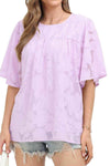 Round Neck Half Sleeve Blouse Blouses - Tophatter Daily Deals