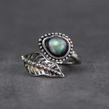 Alloy Moonstone Leaf Bypass Ring Silver One Size Rings - Tophatter Daily Deals