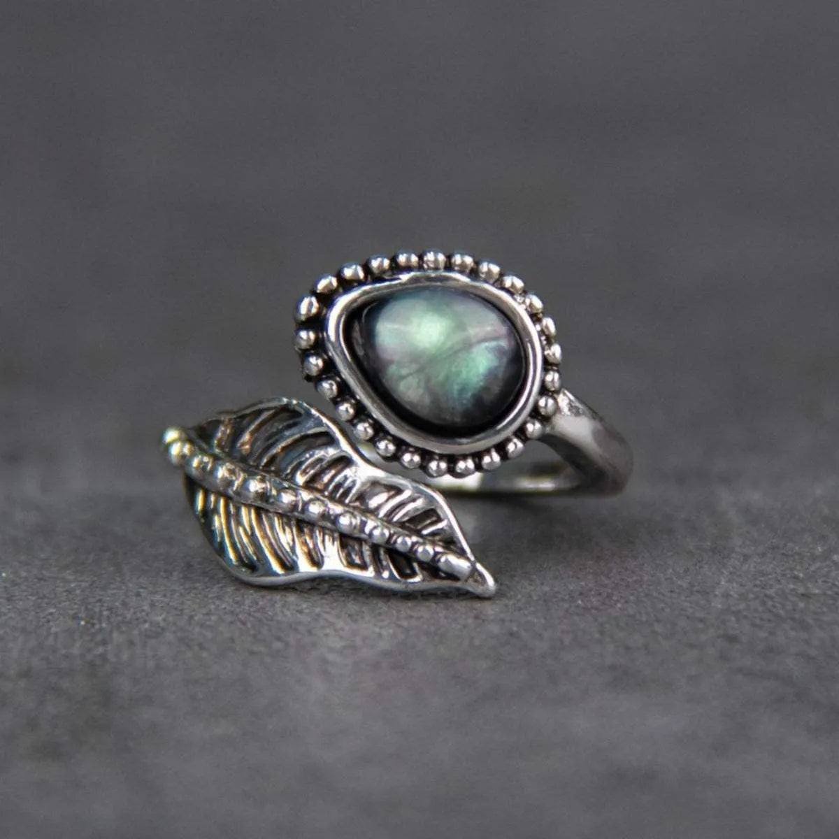 Alloy Moonstone Leaf Bypass Ring Silver One Size Rings - Tophatter Daily Deals