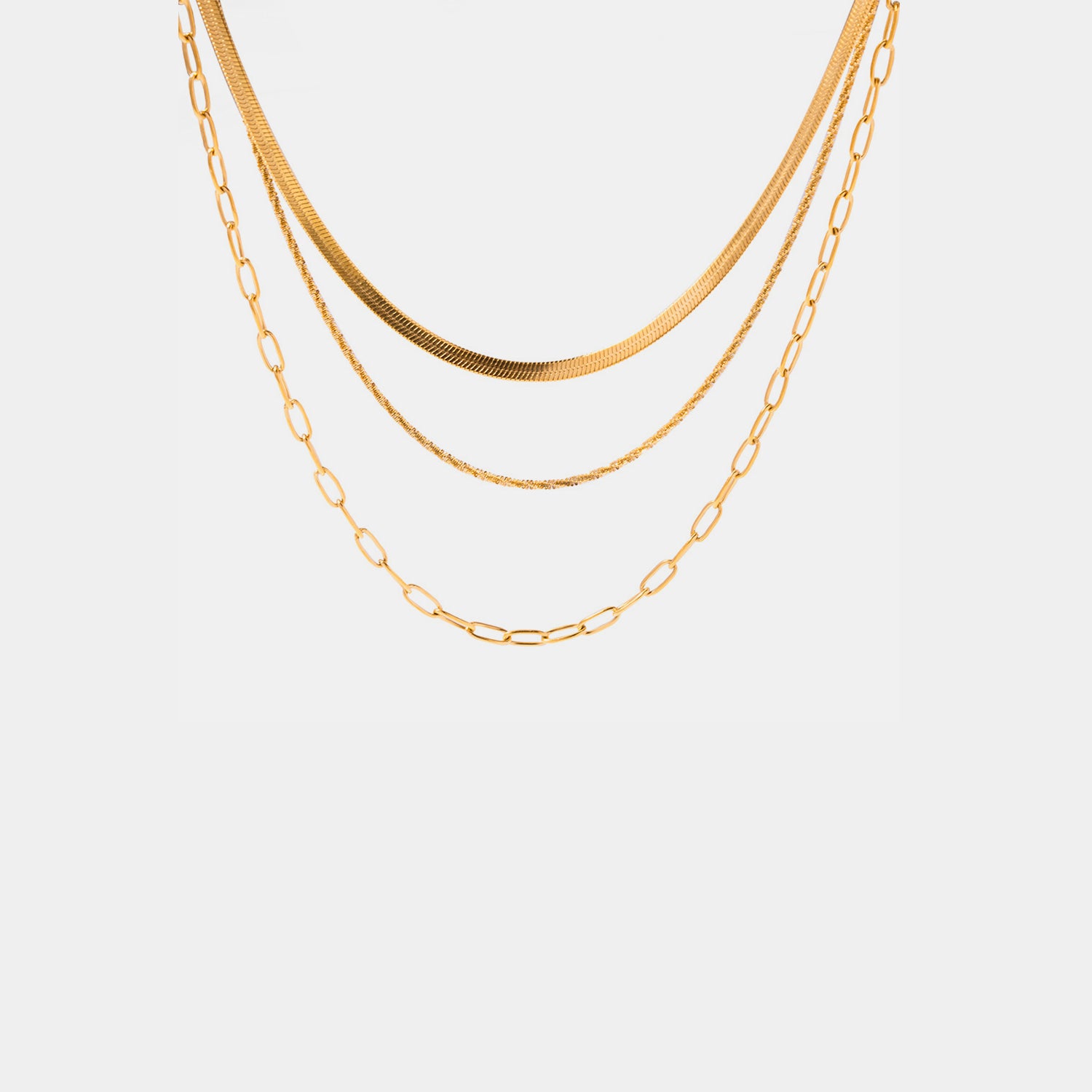 18K Gold-Plated Triple-Layered Necklace Necklaces - Tophatter Daily Deals