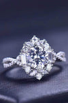 Floral 2 Carat Moissanite Crisscross Ring Silver Moissanite - Tophatter Daily Deals