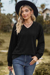 Textured V-Neck Dropped Shoulder T-Shirt Women's T-Shirts - Tophatter Daily Deals