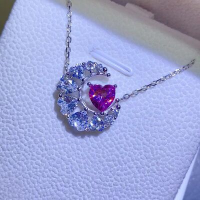 1 Carat Moissanite 925 Sterling Silver Heart Necklace Moissanite - Tophatter Daily Deals