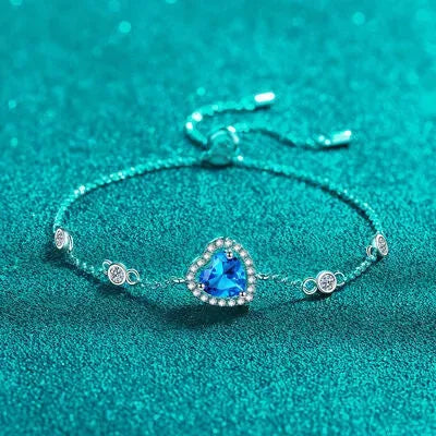 1 Carat Moissanite 925 Sterling Silver Bracelet Ultra marine One Size Moissanite - Tophatter Daily Deals
