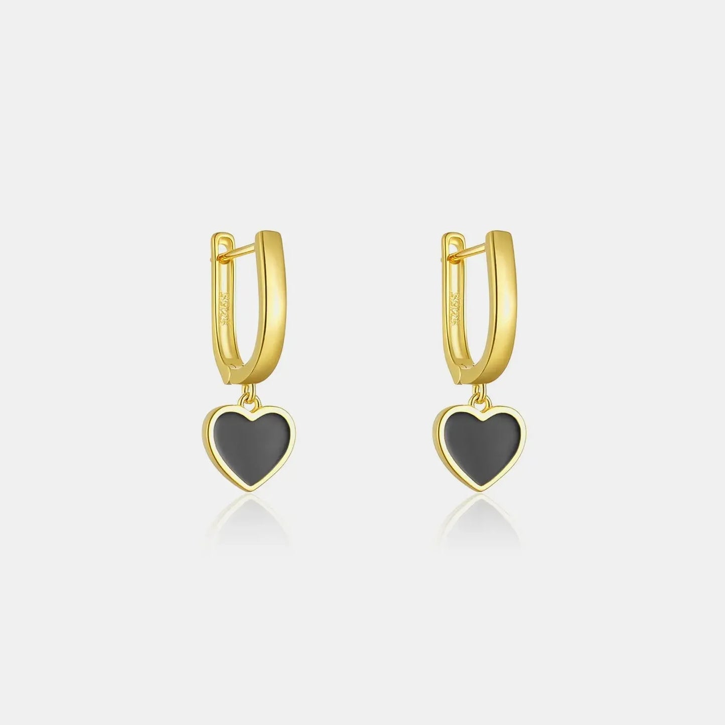925 sterling silver Heart Drop Earrings Gold One Size Earrings - Tophatter Daily Deals
