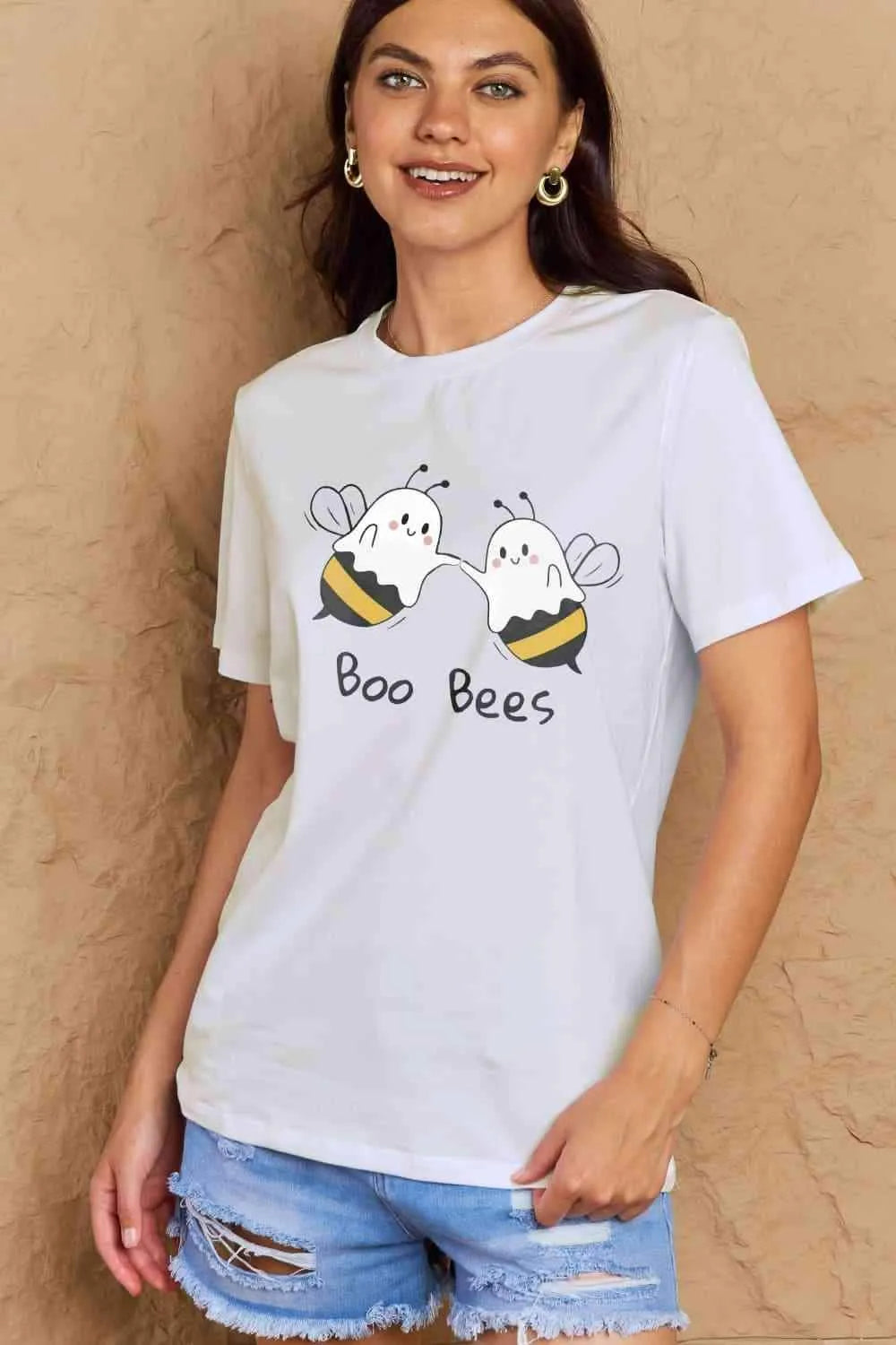 Simply Love Full Size BOO BEES Graphic Cotton T-Shirt Women's T-Shirts - Tophatter Daily Deals
