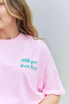 Sweet Claire "Wish You Were Here" Oversized Graphic T-Shirt Women's T-Shirts - Tophatter Daily Deals