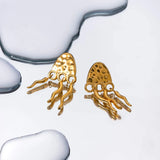 18K Gold-Plated Stainless Steel Jellyfish Earrings Earrings - Tophatter Daily Deals