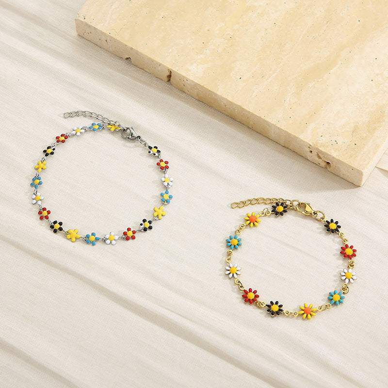 Flower & Cross Stainless Steel Bracelet Bracelets - Tophatter Daily Deals