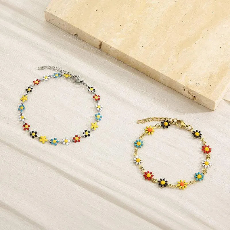 Flower & Cross Stainless Steel Bracelet Bracelets - Tophatter Daily Deals