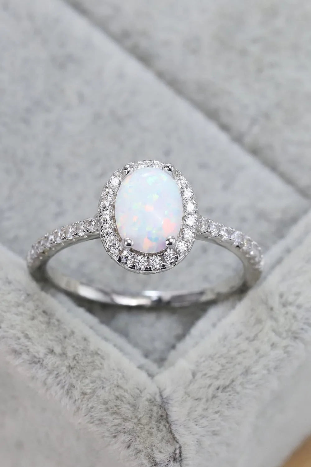 Opal 925 Sterling Silver Halo Ring Silver Opal - Tophatter Daily Deals